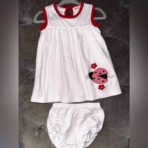 White Polka Dot Dress with Ladybug Design